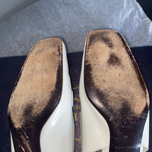 Prada white flat leather sling back sandal in size 6 - Picture 9 of 16